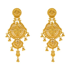 22K Yellow Gold Beaded Filigree Earrings (15.8gm)