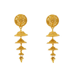 22K Yellow Gold Jhumki Earrings (15.3gm)