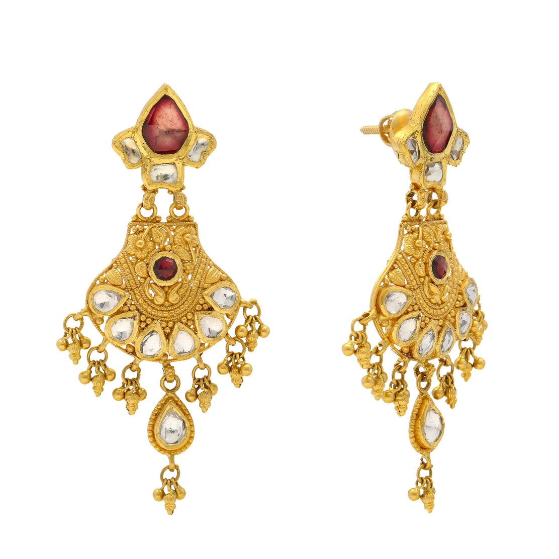 Chandbali Earrings Crafted in Gold, Rubies & Emeralds JL AU 105