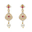 22K Yellow Gold, CZ, Ruby & Pearl Earrings (16.7gm)
