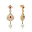 22K Yellow Gold, CZ, Ruby & Pearl Earrings (16.7gm)