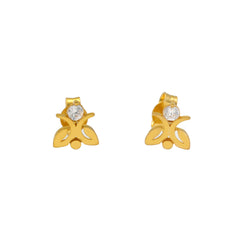 22K Yellow Gold & CZ Stud Earrings (1.3gm)