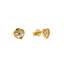 22K Yellow Gold & CZ Heart Shaped Stud Earrings (1.4gm)