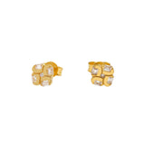 22K Yellow Gold & CZ Stud Earrings (1.7gm) | Indulge in gleaming glamour with these 22k yellow gold and cz stud earrings by Virani Jewelers. T...