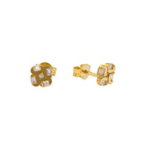 22K Yellow Gold & CZ Stud Earrings (1.7gm) | Indulge in gleaming glamour with these 22k yellow gold and cz stud earrings by Virani Jewelers. T...