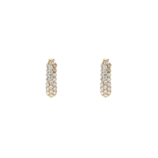 22K Yellow Gold & CZ Earrings (4.1gm) | Immerse yourself in intricate glamour with these radiant 22k gold earrings by Virani Jewelers. Ea...