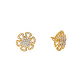 22K Yellow Gold & CZ Square Stud Earrings (4.4gm) | Immerse yourself in vibrant allure with this set of 22k gold and cz stone earrings by Virani Jewe...