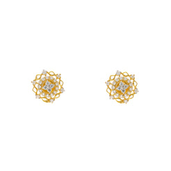 22K Yellow Gold & CZ Stud Earrings (2.8gm)