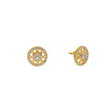 22K Yellow Gold & CZ Stud Earrings (3.5gm) | Virani Jewelers introduces luminous beauty in these 22k gold and cz earrings. Each cubic zirconia...
