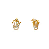 22K Yellow Gold & CZ Stud Earrings (3gm) | Adorn your ears with this pristine pair of 22k yellow gold and cz stud earrings by Virani Jeweler...
