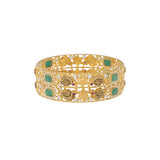 22K Yellow Gold, CZ, Emerald & Ruby Antique Bangle Set (33.6gm) | 


Step into the enchanting world of antique Indian jewelry with this remarkable set of two 22k y...