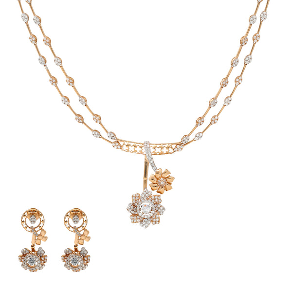 18K Rose Gold & CZ Necklace Set (27.6gm) | 


Discover the beauty of fine gold  jewelry with this captivating 18k rose gold necklace and stu...