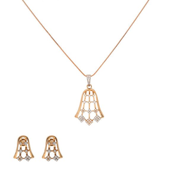 18K Rose Gold & CZ Necklace Set (9.3gm) | 


Experience the elegance of our minimal jewelry collection with this stunning 18k rose gold nec...