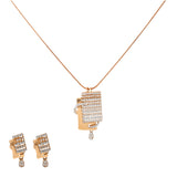 18K Rose Gold & CZ Necklace Set (8.3gm) | 


Make a statement of elegance with this mesmerizing 18k rose gold necklace and stud earring set...