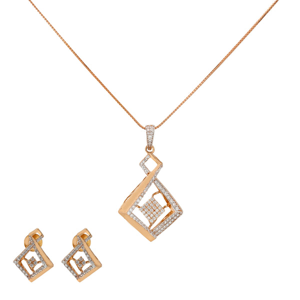 18K Rose Gold & CZ Necklace Set (11.1gm) | 


Add a touch of glamour to your look with this exquisite 18k rose gold necklace and earring set...