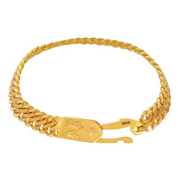 22K Yellow Gold Men's Chain Link Bracelet  (92.5gm) | 


Add a touch of style and grace to your look with this exquisite 22k yellow gold chain link bra...