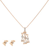 18K Rose Gold & CZ Pendant Set (9.5gm) | 


Make a bold statement with this 18k rose gold and cubic zirconia pendant necklace and earring ...