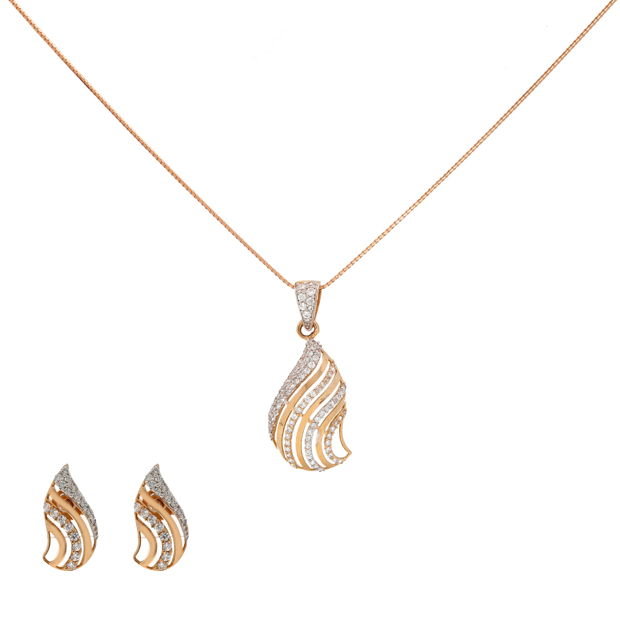 Buy Shyamrut Rose Gold Pendant Earring Chain Jewellery Set for Girls and  Women at Amazon.in