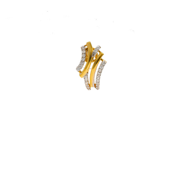 22K Yellow Gold & CZ Stud Earrings (4gm) | Indulge in luxury with this elegant pair of 22k yellow gold and cubic zirconia stud earrings by V...