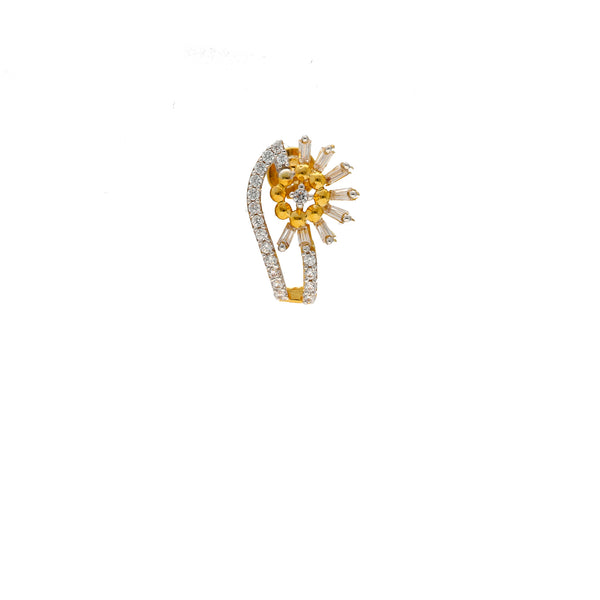 22K Yellow Gold & CZ Stud Earrings (5.5gm) | Make a statement of elegance with these 22k gold and cubic zirconia stud earrings by Virani Jewel...