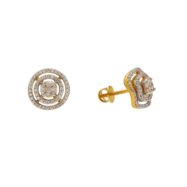 22K Yellow Gold & CZ Stud Earrings (4.7gm) | Elevate your ensemble with the exquisite charm of this 22k gold and cubic zirconia stud earrings ...
