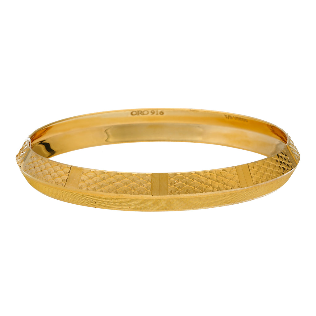 22K Yellow Gold Kada Bangle (32gm) | Embrace timeless elegance with this 22k gold men's kada bangle by Virani Jewelers. Crafted with c...