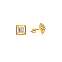 22K Yellow Gold & CZ Stud Earrings (3.7gm)