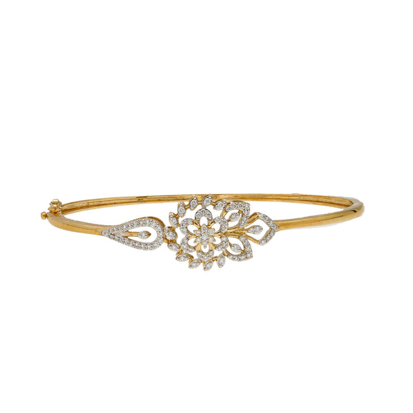 18K Yellow Gold & 0.49 Carat Diamond Bangle (9.5gm) | Add a touch of sparkle to your wrist with this 18k yellow gold and diamond bangle by Virani Jewel...