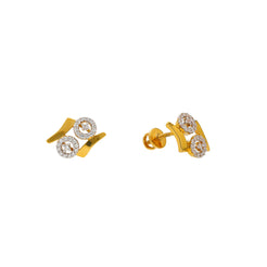 22K Yellow Gold & CZ Stud Earrings (3.5gm)