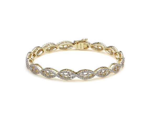 18K Yellow Gold Diamond Bangle W/ 2.52ct VVS Diamonds & Crossover Pattern - Virani Jewelers | Diamonds are the perfect way to enhance your everyday with a hint of luxury, such as this 18K yel...