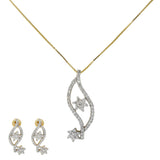 18K Yellow & White Gold Diamond Pendant Set (5.1gm) | 


Elegant and unique, this dazzling 18k yellow and white gold necklace and earring set has a one...