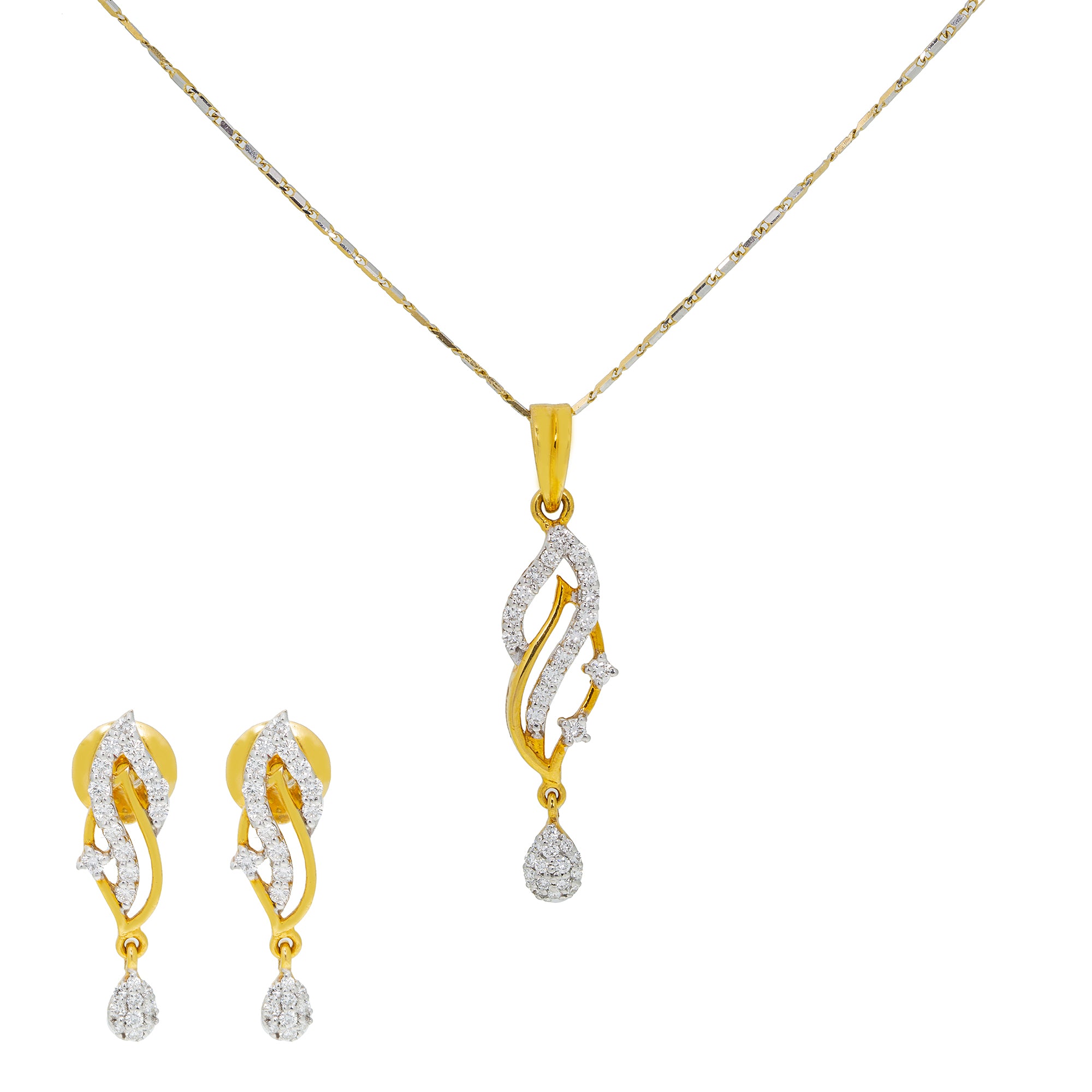 18K Yellow & White Gold Diamond Pendant Set (7.9gm) – Virani Jewelers