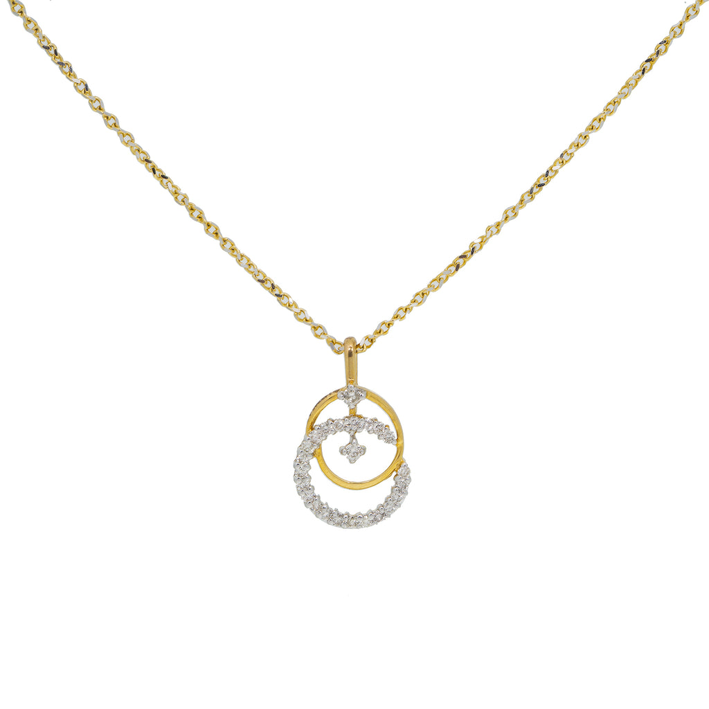 18K Yellow White Gold Diamond Pendant Set 5.7gm