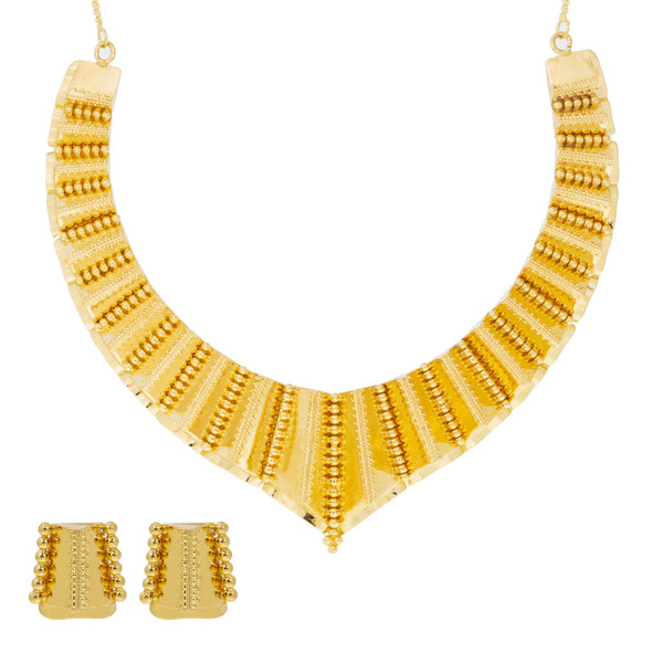 22K Yellow Gold Jewelry Set (67.12gm) | 


This unique 22k Indian gold necklace and earring set has a powerful design create to shine and...
