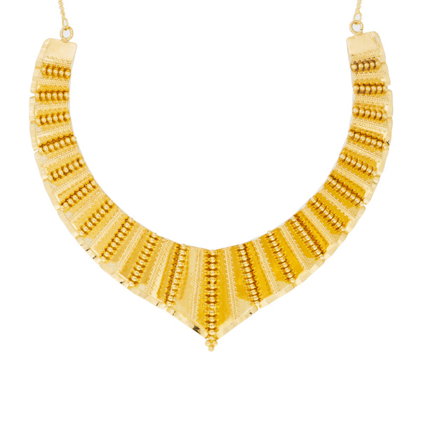 22K Yellow Gold Jewelry Set (67.12gm) | 


This unique 22k Indian gold necklace and earring set has a powerful design create to shine and...