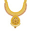 An image of 22K Indian gold necklace with gemstone embellishments from Virani Jewelers.