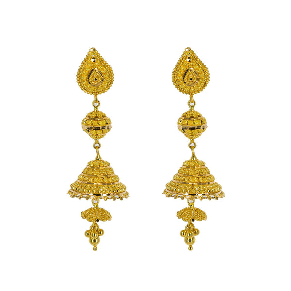 An image of the beautiful 22K gold drop earrings from Virani Jewelers. | Complete your formal attire with this elegant 22K gold necklace from Virani Jewelers!

Set includ...