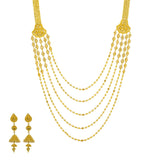An image of a multi-strand 22K gold necklace set from Virani Jewelers. | Complete your formal attire with this elegant 22K gold necklace from Virani Jewelers!

Set includ...