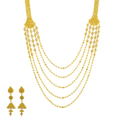 An image of a multi-strand 22K gold necklace set from Virani Jewelers.