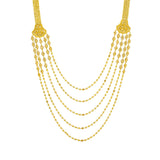 An image showing the beaded mult-strand design of the 22K gold necklace from Virani Jewelers. | Complete your formal attire with this elegant 22K gold necklace from Virani Jewelers!

Set includ...