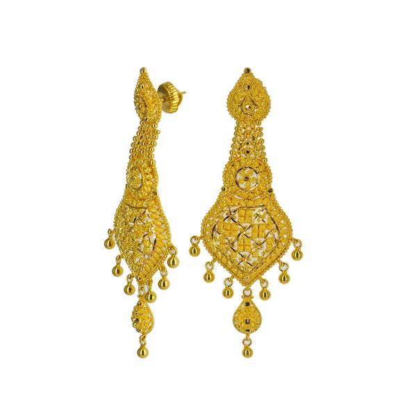 An image showing the post and of the 22K gold earrings from Virani Jewelers. | Look like the most stunning person in the room with this magnificent 22K gold necklace set from V...
