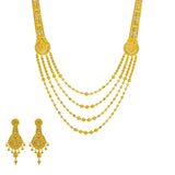 An image of the 22K gold necklace set with matching earrings from Virani Jewelers. | Go from ordinary to extraordinary with this beautiful 22K gold necklace from Virani Jewelers!

Ex...