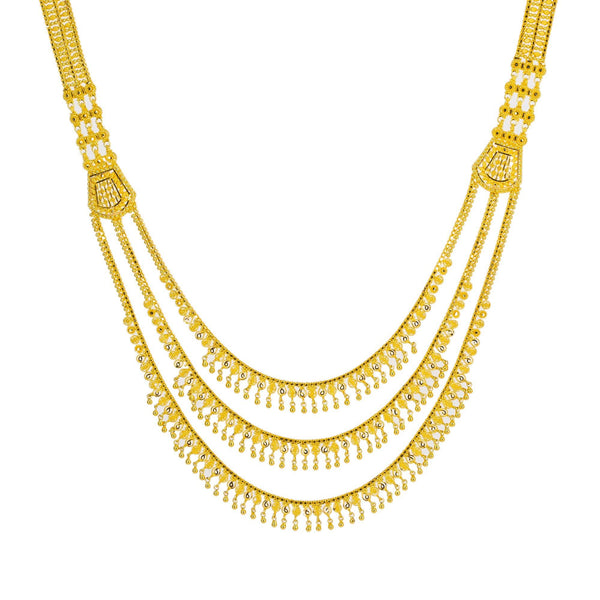 An image of the detail on the multi-strand 22K gold necklace from Virani Jewelers. | Show the world how classy and elegant you can be with this gorgeous 22K antique gold long necklac...
