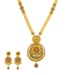 An image of a gold necklace set from Virani Jewelers.