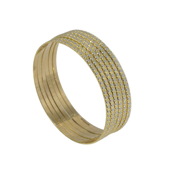 22K Multi Tone Gold Bangles, Set of 6 W/ White Gold Circle Textured Design, Size 2.7 - Virani Jewelers |  22K Multi Tone Gold Bangles, Set of 6 W/ White Gold Circle Textured Design, Size 2.7 for women. ...