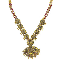 An image of an ornate, temple-style Indian necklace from Virani Jewelers