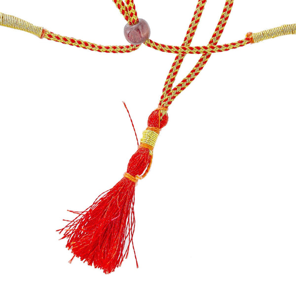 An image of the adjustable strap on an elegant Indian necklace from Virani Jewelers | Order this gorgeous necklace from Virani Jewelers to express yourself with elegant temple jewelry...