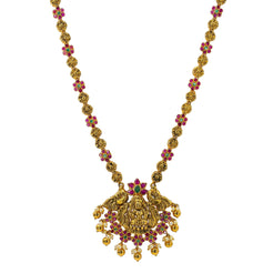 An image of a beautiful Indian necklace with gemstone accents from Virani Jewelers