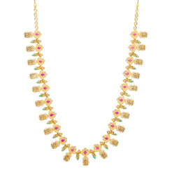 22K Yellow Gold & Multi-Stone Long Temple Necklace (76.6gm)