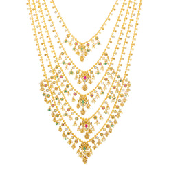 22K Yellow Gold & Multi-Stone Layered Necklace (117.7gm)